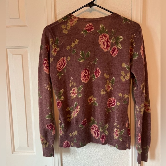 Vintage Laura Ashley Mauve Rose Floral Button-Front Cardigan - Picture 2 of 3